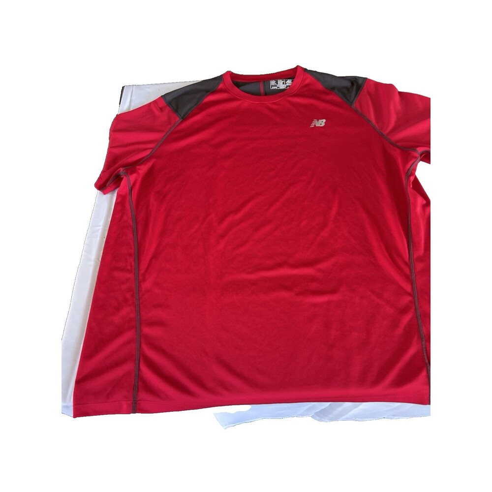 Men's New Balance Running Shirt red gray XXL Lightning Dry Fabric Logo